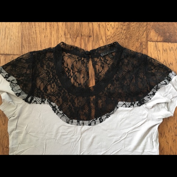 🌈 Lucca Couture Top, Black Lace, Gray Body, Sz M - Picture 3 of 4
